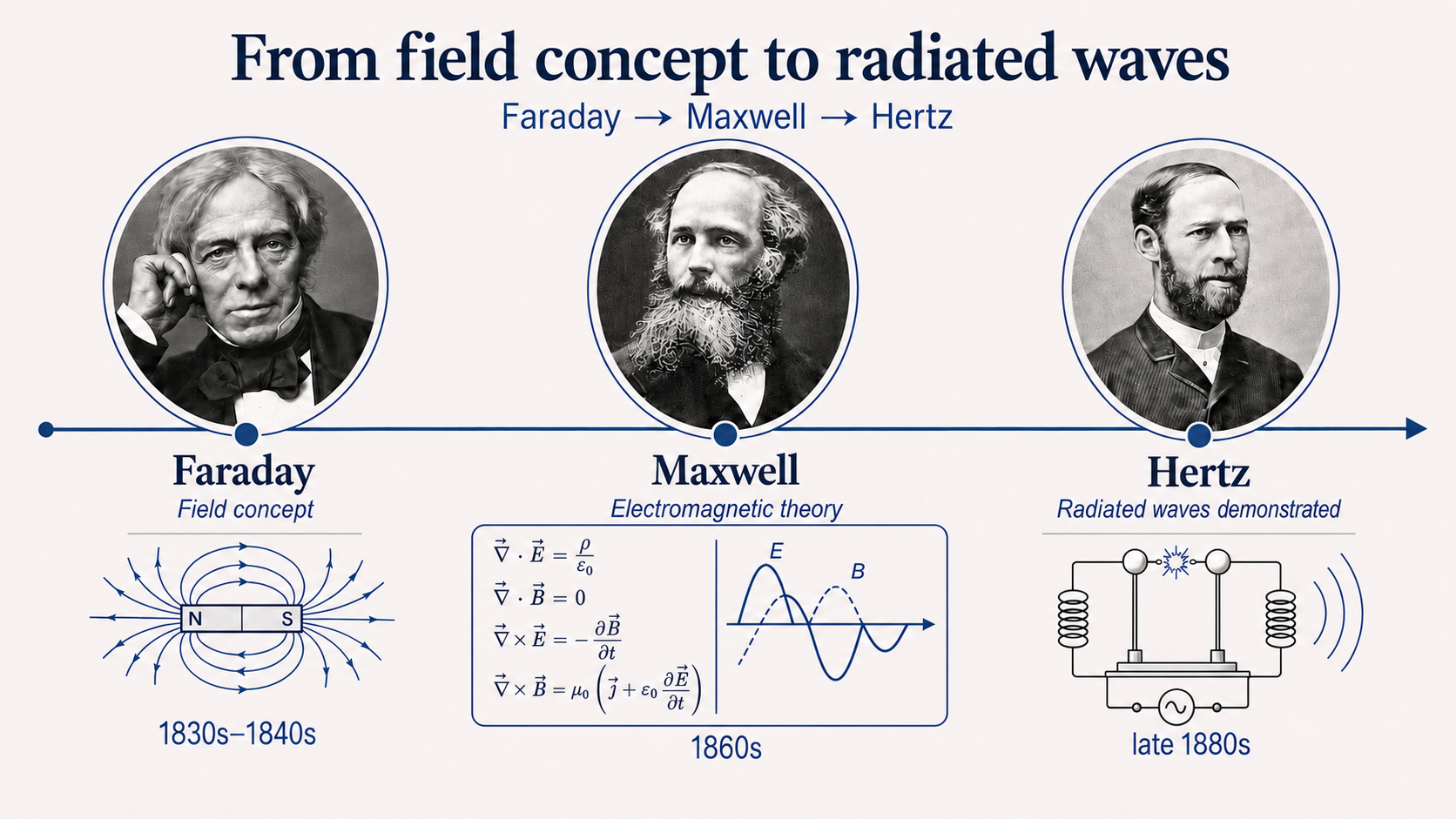 The modern distinction between near-field coupling and far-field radiation grew out of the field concept developed by Faraday, Maxwell and Hertz