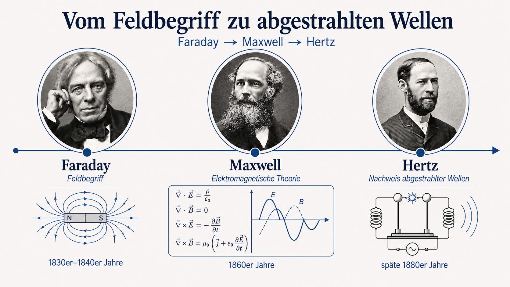 Die moderne Unterscheidung zwischen Nahfeldkopplung und Fernfeldstrahlung entstand aus dem Feldbegriff, der mit Faraday, Maxwell und Hertz verbunden ist